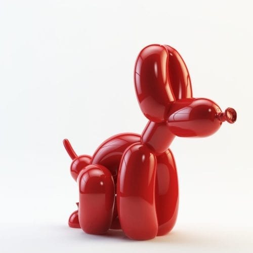 POPek Red Pooping Balloon Dog Sculpture 50cm