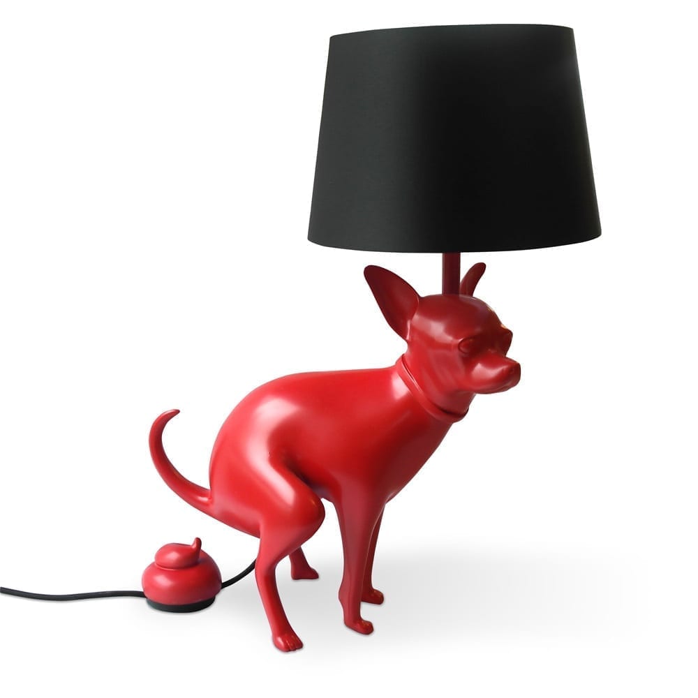 Good Puppy Red Pooping Dog Table Lamp